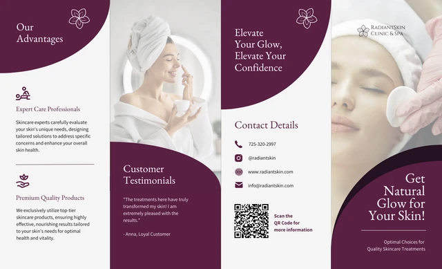 Skincare Treatments Roll Fold Brochure - Page 1