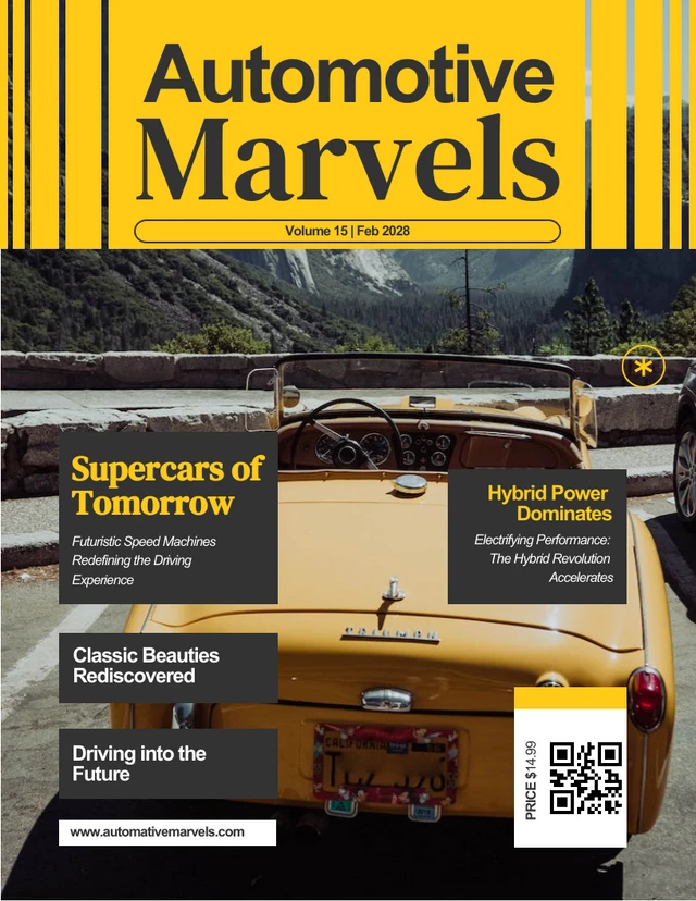 Retro Yellow Cars Magazine Template