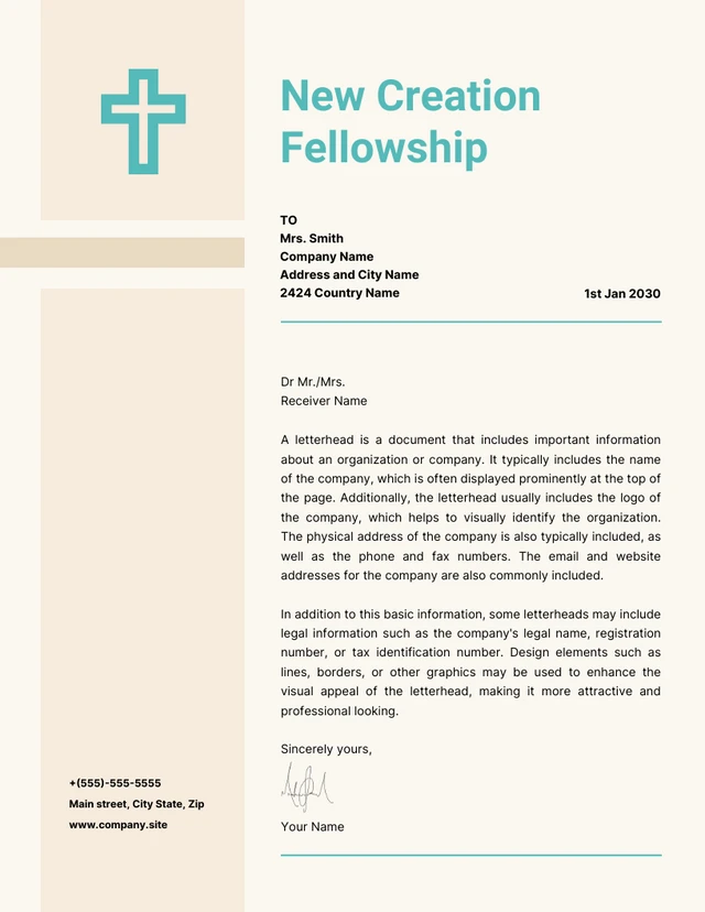 Light Yellow Pastel Minimalist Church Letterhead Template
