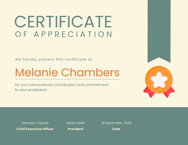 Beige And Green Pastel Minimalist Appreciation Certificates Template