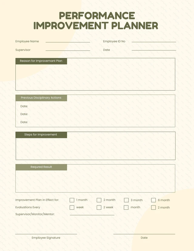 Peach Minimalist Performance Improvement Plan Template