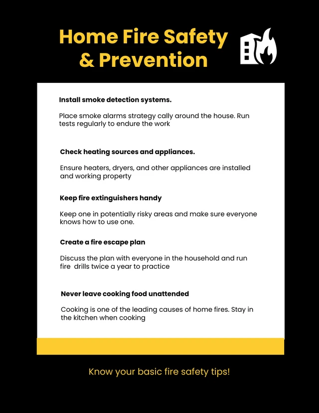 Black and Yellow Home Fire Safety Template
