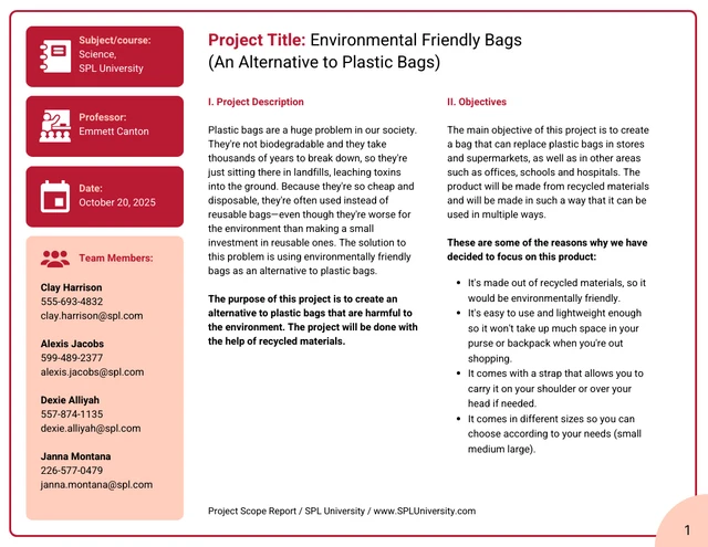 Project Scope Template - Page 1