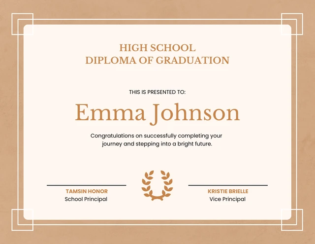 Brown Minimalist School Certificate Template