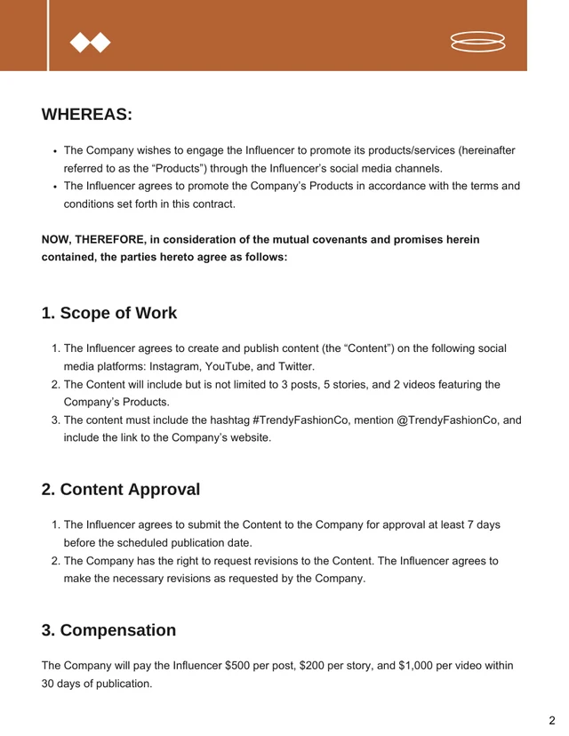 Influencer Collaboration Contract Template - Page 2