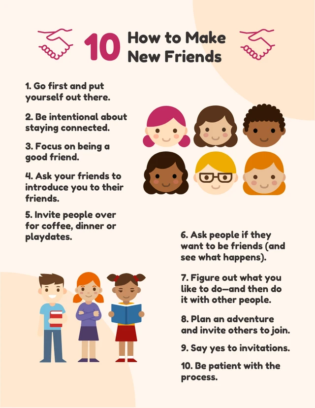 Beige Playful Illustration How To Make New Friendship Poster Template