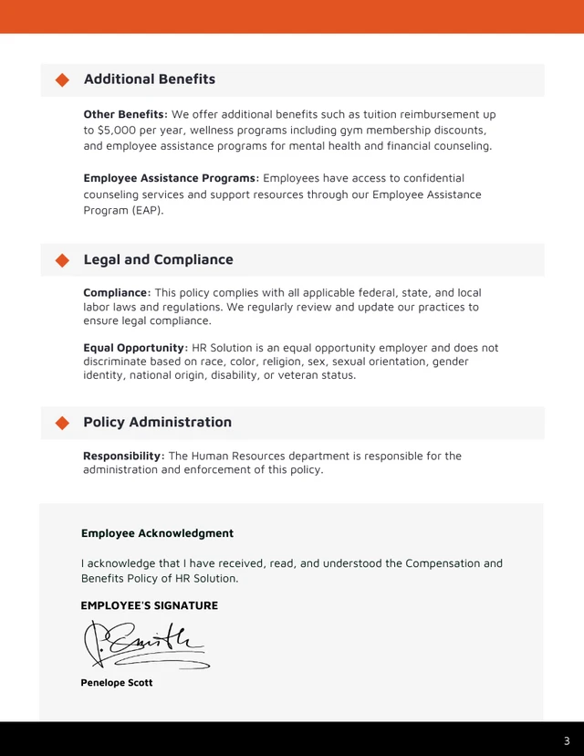 Compensation and Benefits Policy Template - Page 3