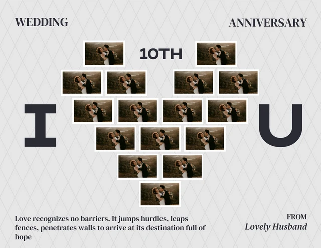 Grey Modern Wedding Anniversary Heart Shaped Collages Template