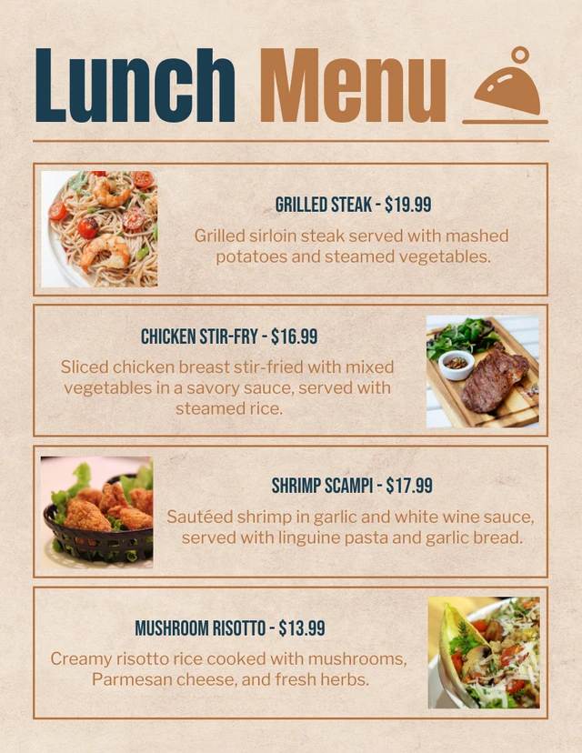 Light Brown Modern Retro Lunch Menu Template