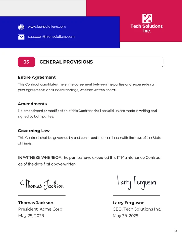 IT Maintenance Contract Template - Page 5