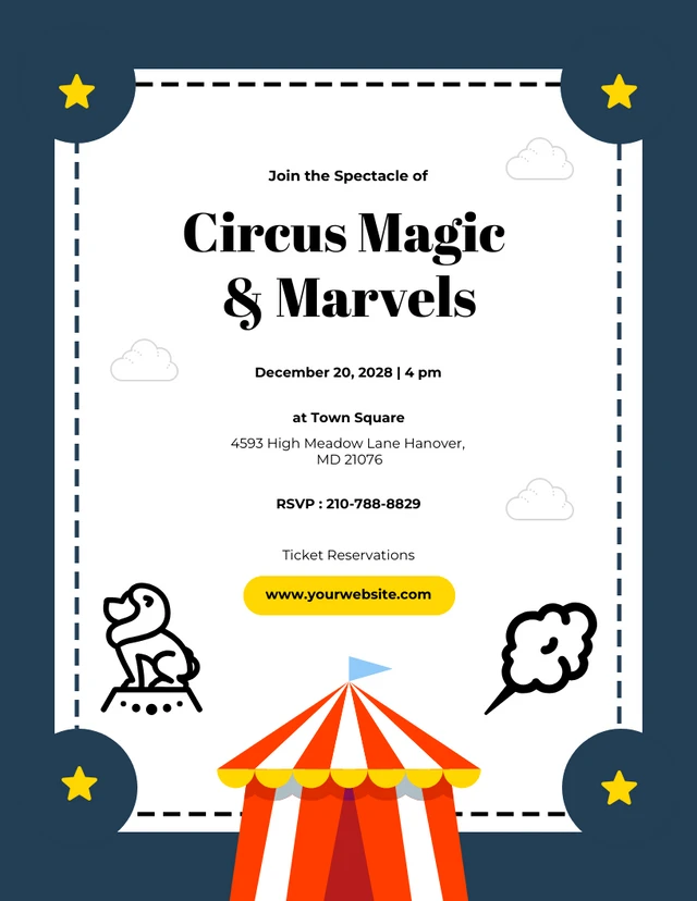 Navy Minimalist Circus Invitations Template