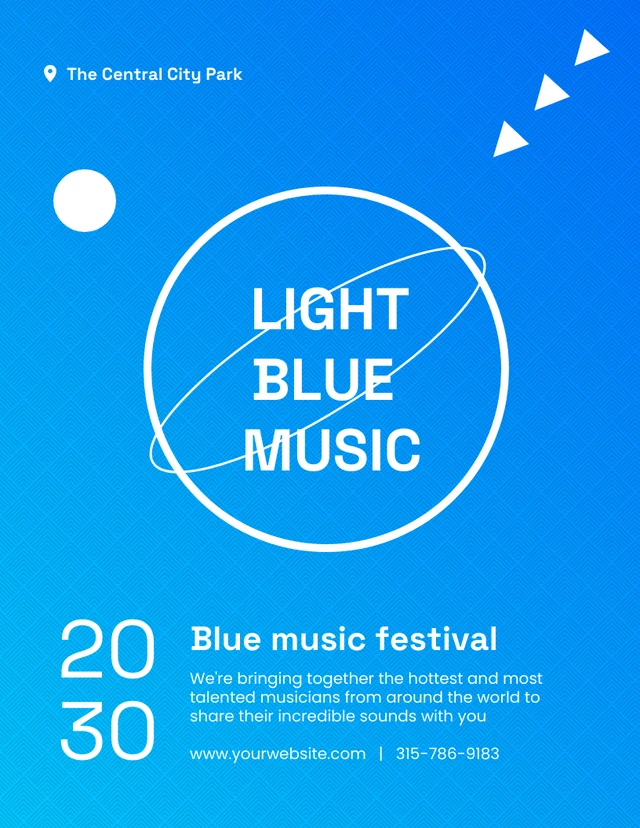 Blue Simple Music Festival Poster Template
