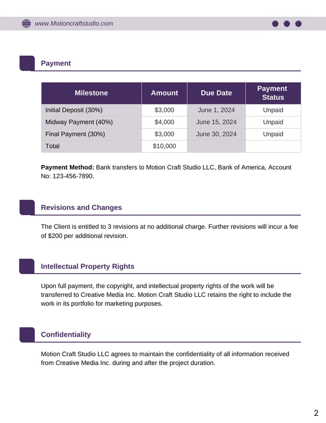 Motion Design Contract Template - Page 2