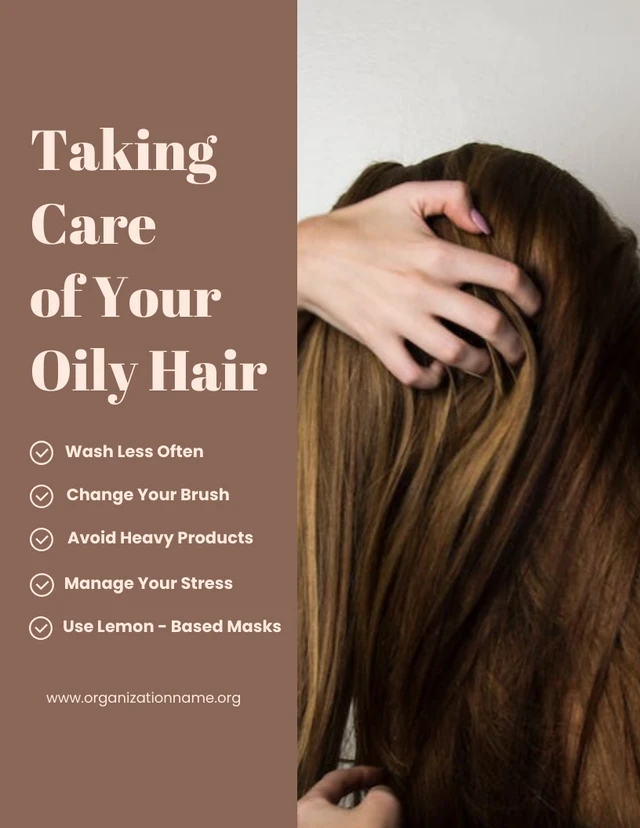 Beige and Brown Taking Care Oily Hair Template
