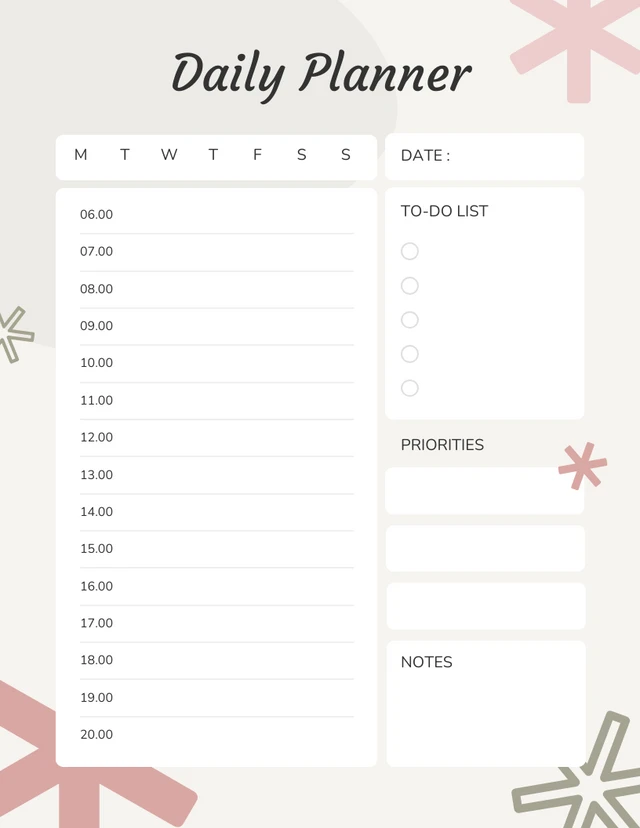 Flower Minimalist Daily Planner Template