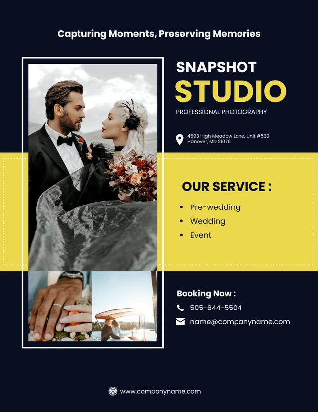 Dark Yellow Wedding our service flyer Photography Template
