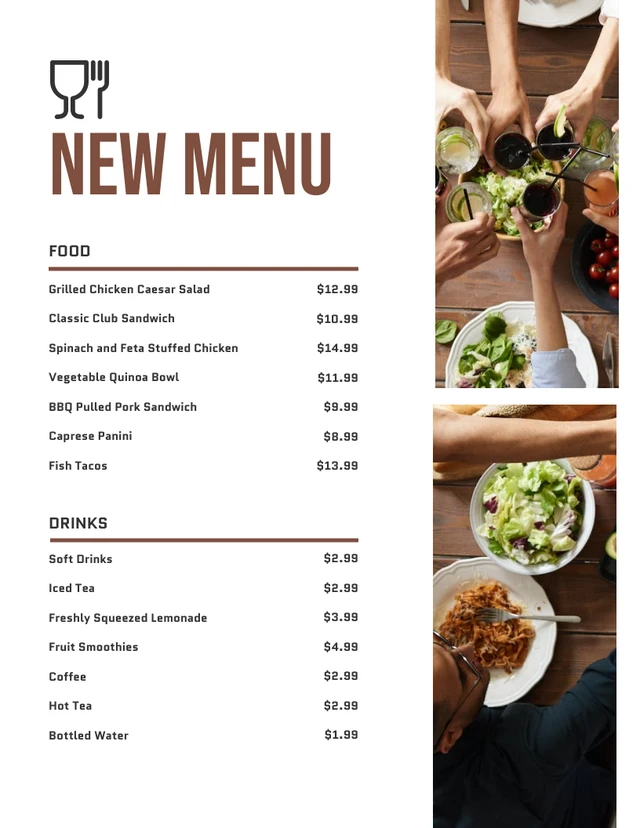 White Modern Elegant Lunch Menu Template