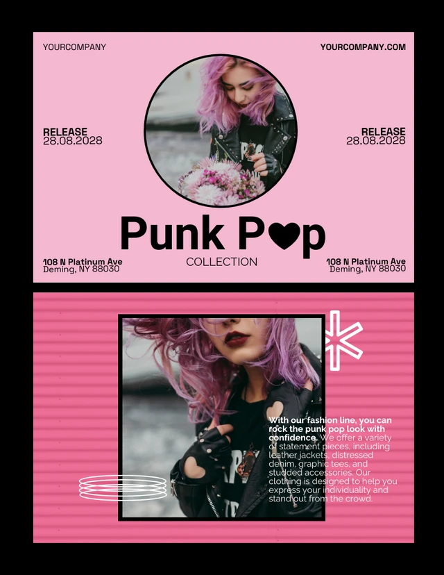 Black and Pink Punk Pop Fashion Release Template
