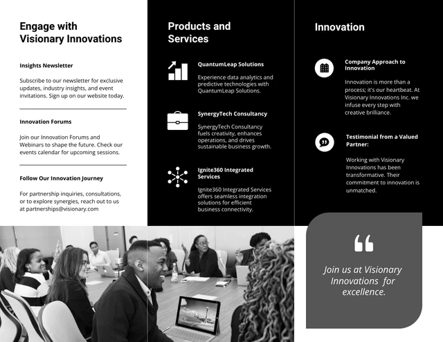 Black Corporate Tri-fold Innovative Horizons Brochure - Page 2