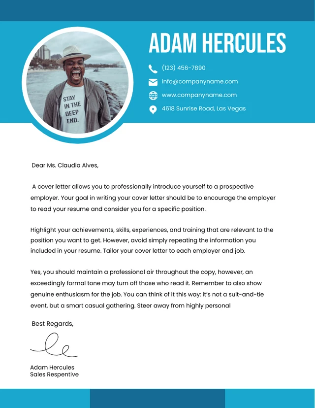 Blue Monochrome Professional Sales Letter Template