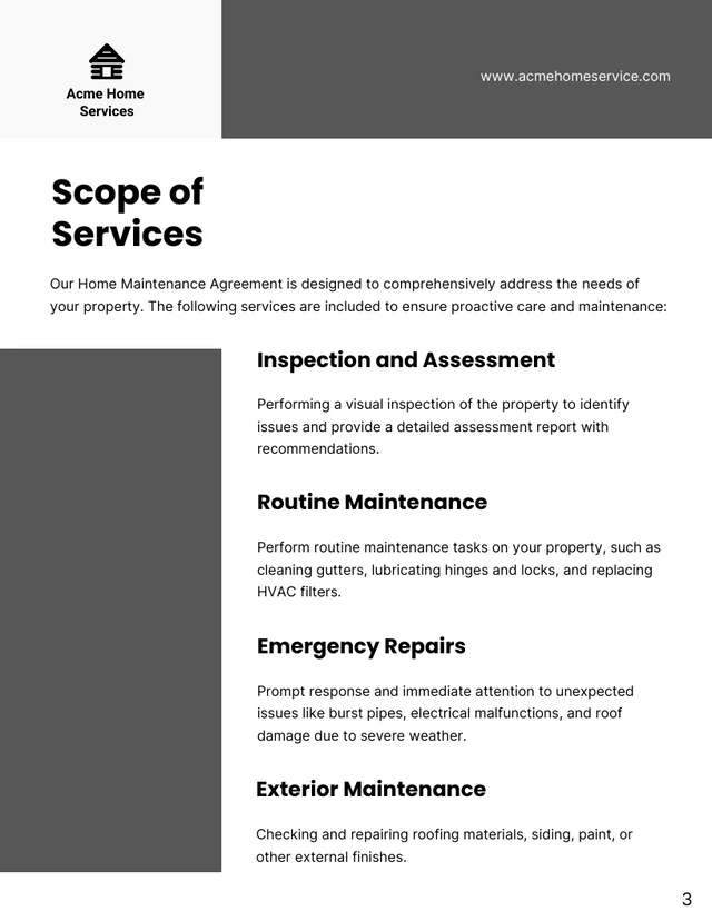 Home Maintenance Agreement Proposals - Page 3