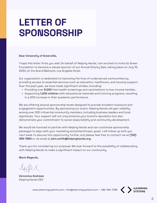 Purple And Orange Sponsorship Proposal - Page 2