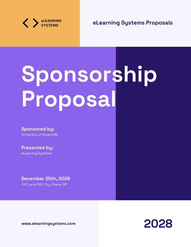 Purple And Orange Sponsorship Proposal - Page 1