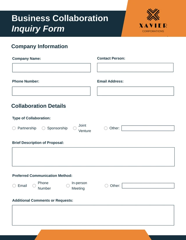 White Orange Business Form Template