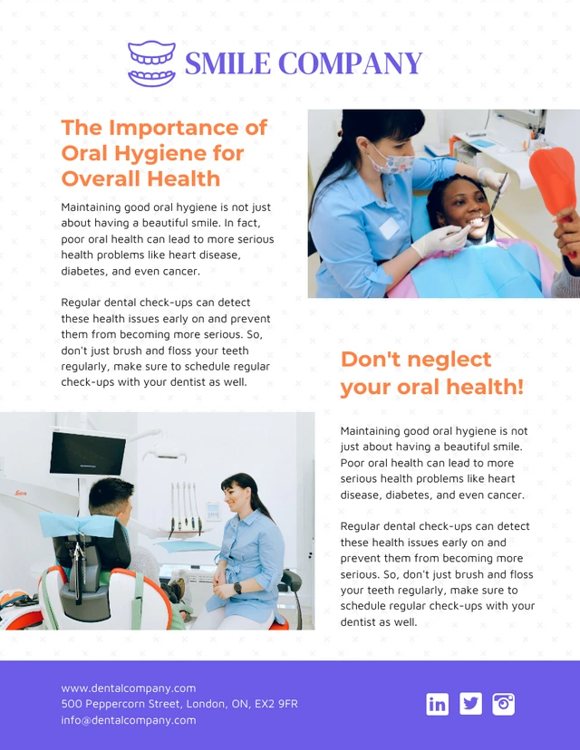 Orange And Purple Clean Dental Newsletter