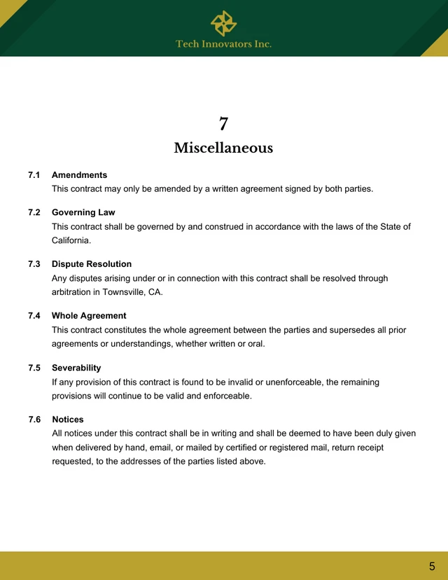 Freelance Developer Contract Template - Page 5