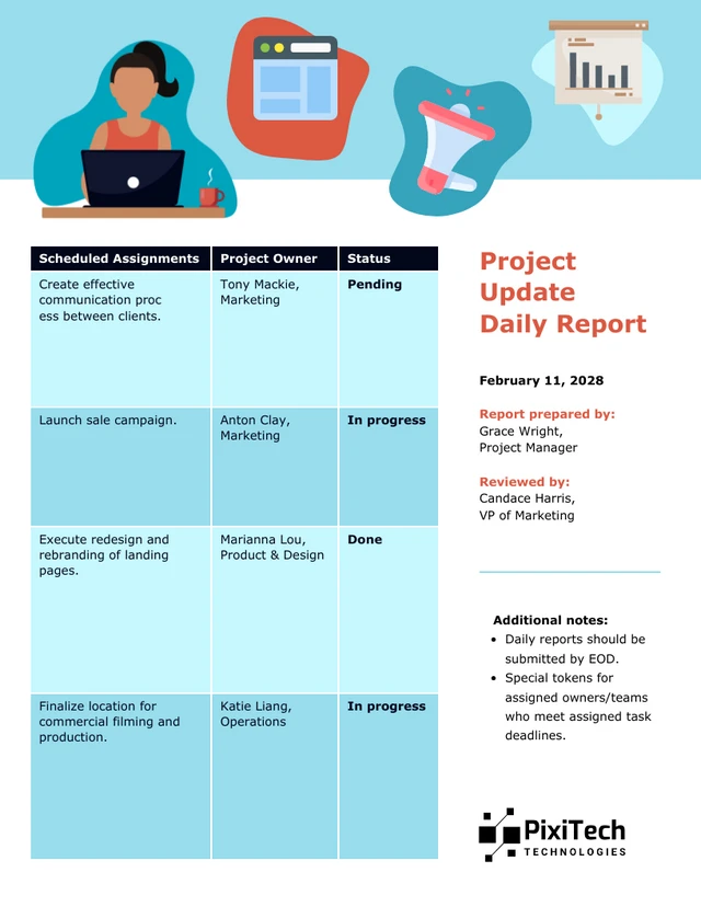 Project Update Daily Report Template