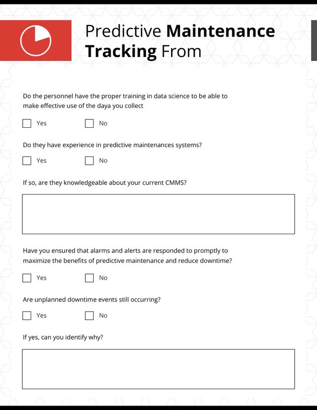 Minimalist Clean with Pattern Predictive Maintenance Tracking Form Template