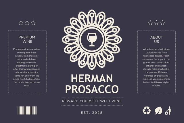 Dark Elegant Illustration Wine Label Template